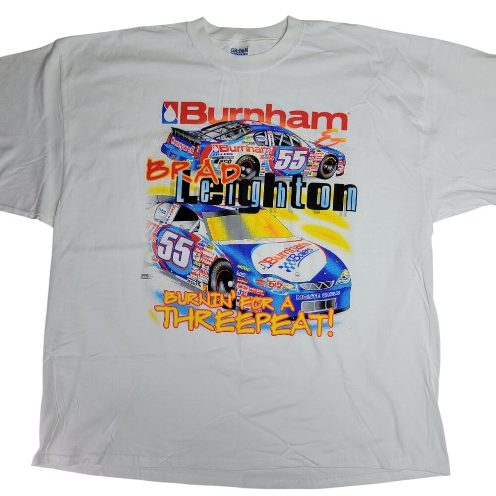 Burnham Brad Leighton Race Car T-Shirt XXXL Gildan Heavy‎ Cotton White